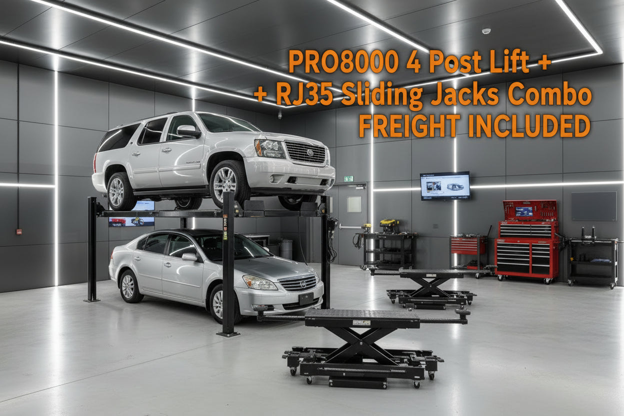 Atlas Equipment PRO8000 4 Post Lift + RJ35 Sliding Jacks Combo